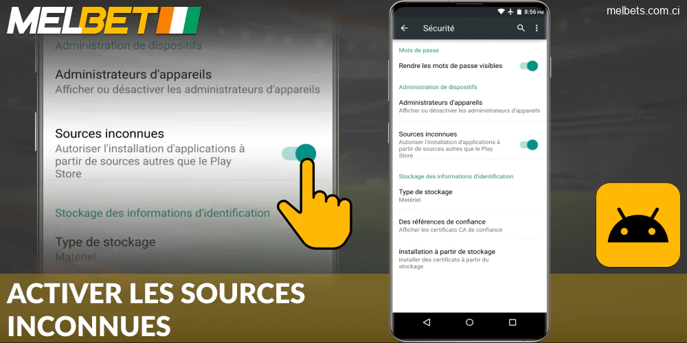 Activez l'installation de Melbet Côte d'Ivoire